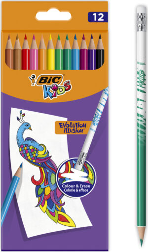 Bic Kids Ξυλομπογιές Evolution Illusion που σβήνουν 12 χρωμάτων